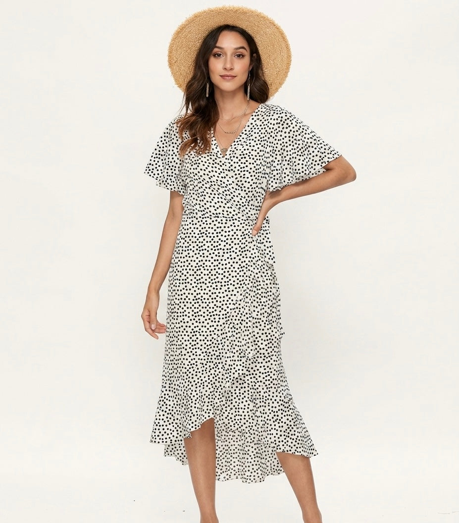 Ditsy Floral Wrap Midi Dress