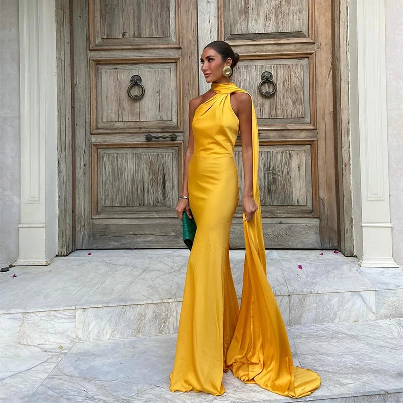 Cape Halter Maxi Dress