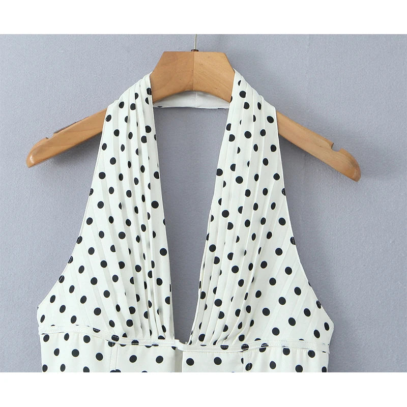 Spot Plunge Halter Mini Dress