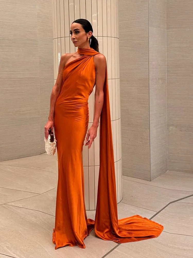 Cape Halter Maxi Dress