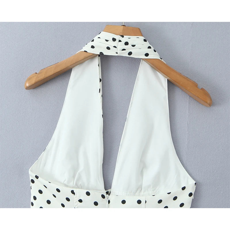 Spot Plunge Halter Mini Dress