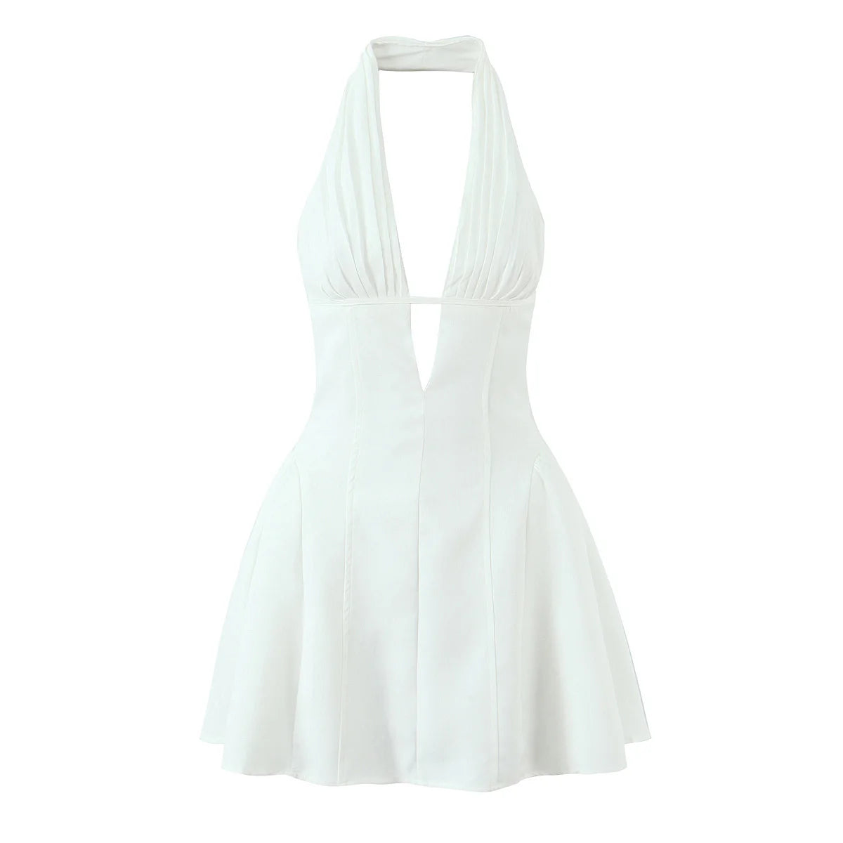 Spot Plunge Halter Mini Dress