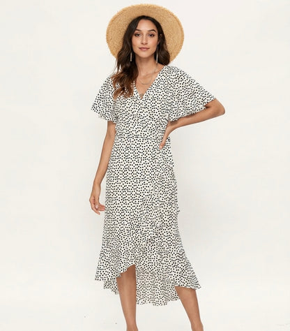Ditsy Floral Wrap Midi Dress