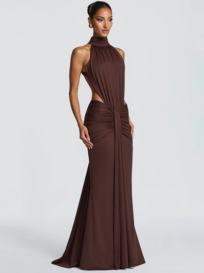 Ruched Halter Maxi Dress