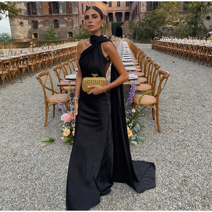 Cape Halter Maxi Dress