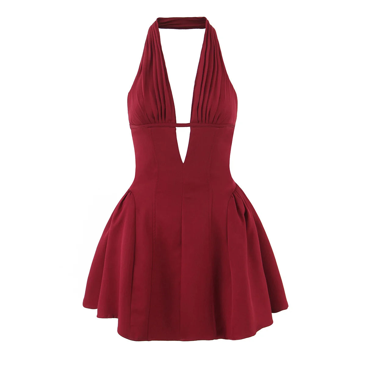 Spot Plunge Halter Mini Dress