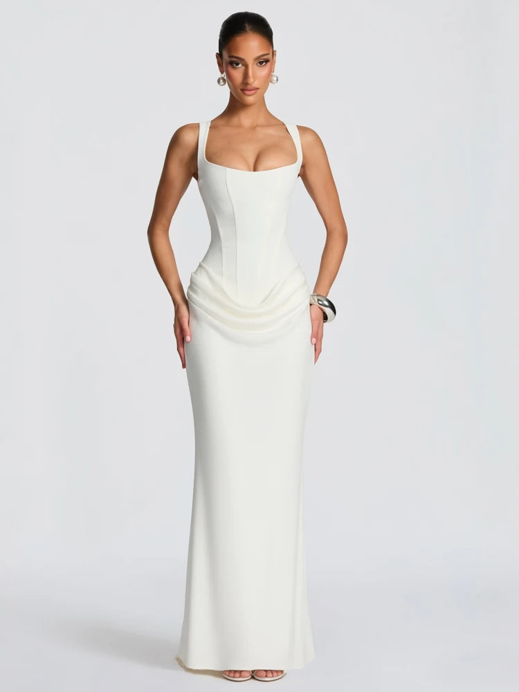 Corset Ruched Maxi Dress