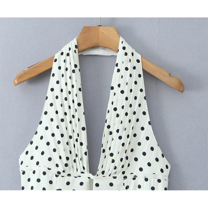 Spot Plunge Halter Mini Dress