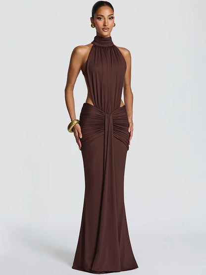 Ruched Halter Maxi Dress