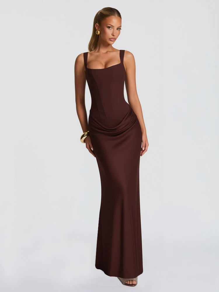 Corset Ruched Maxi Dress