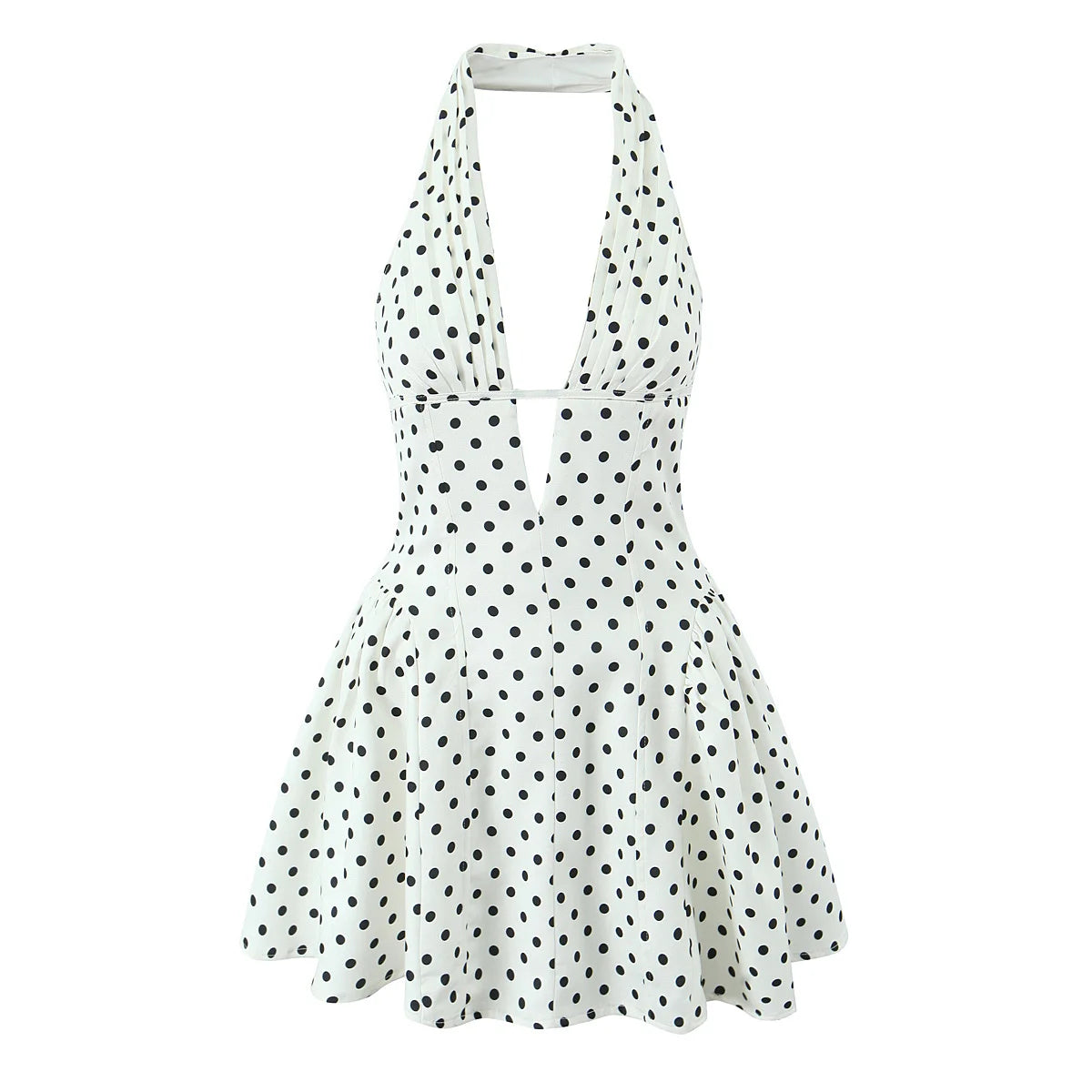 Spot Plunge Halter Mini Dress
