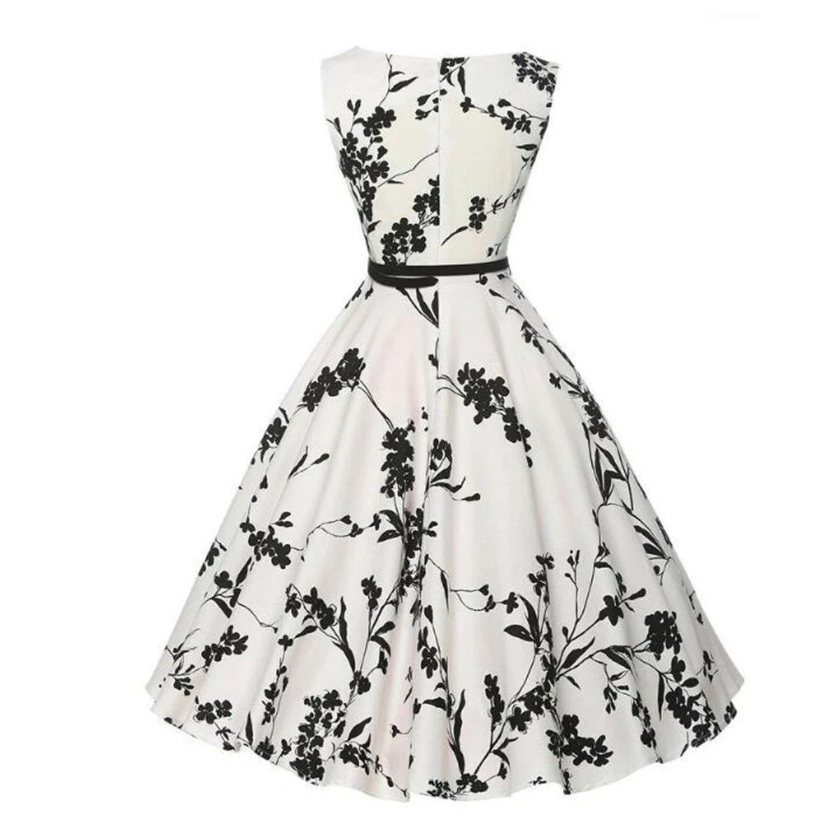 Floral Belted Swing Midi Dress