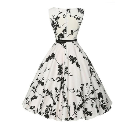 Floral Belted Swing Midi Dress