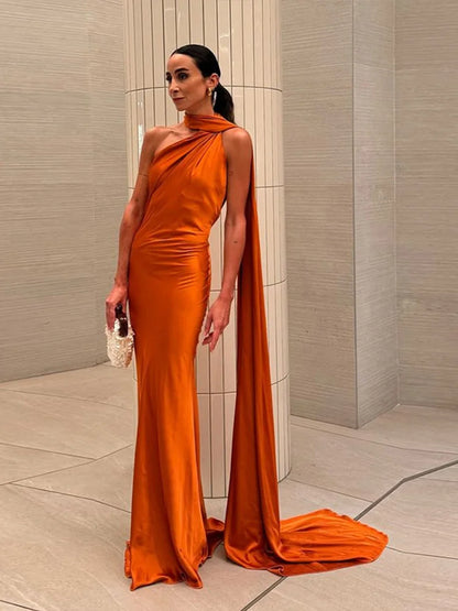 Cape Halter Maxi Dress