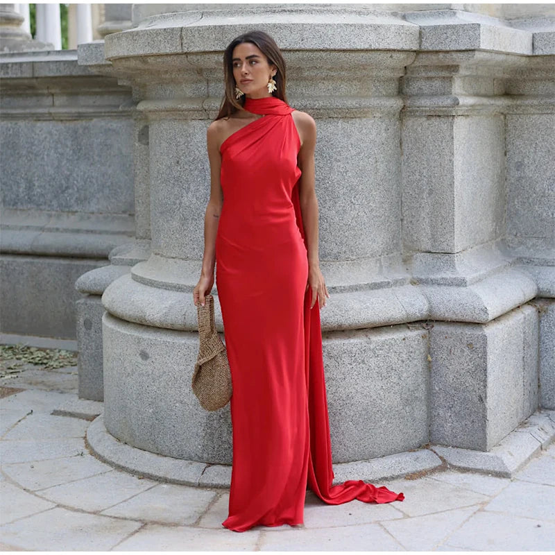 Cape Halter Maxi Dress