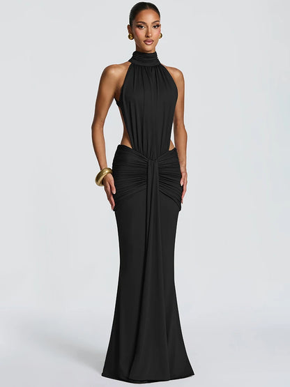 Ruched Halter Maxi Dress