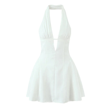 Spot Plunge Halter Mini Dress