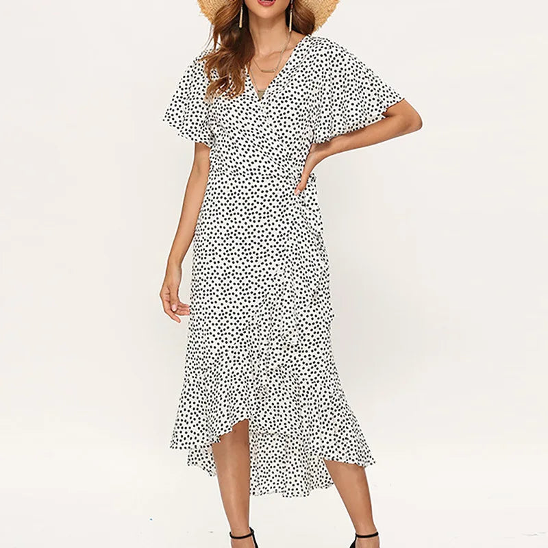 Ditsy Floral Wrap Midi Dress