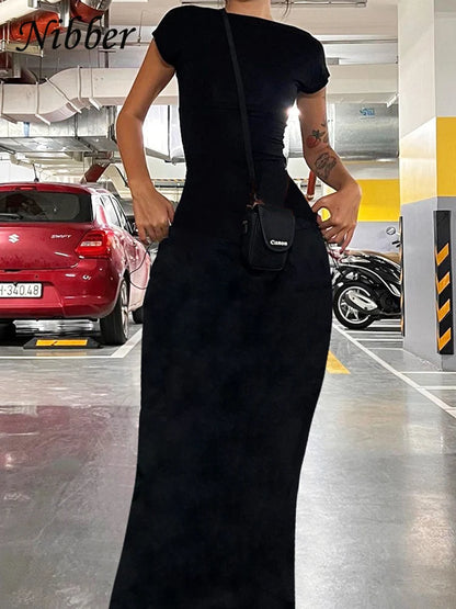 Open Back Cap Sleeve Maxi Dress