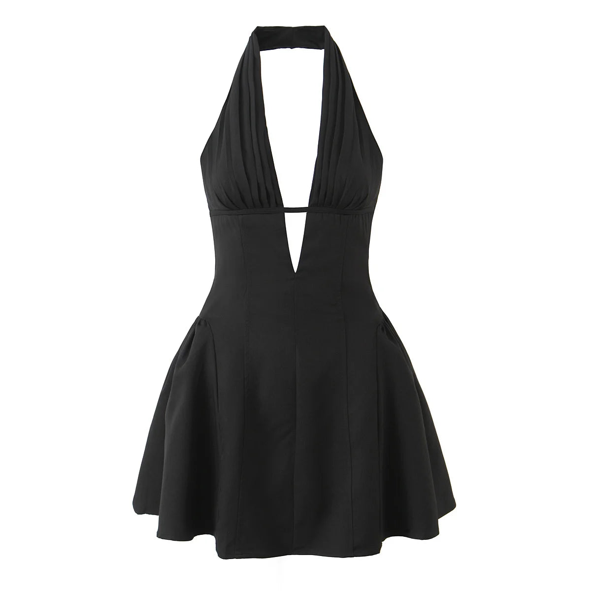 Spot Plunge Halter Mini Dress